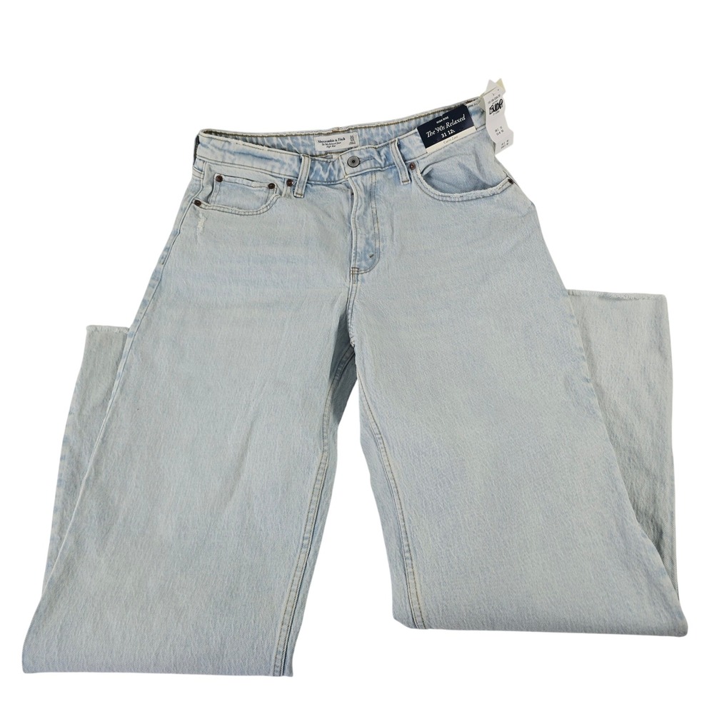 Abercrombie & Fitch 90s Relaxed Curve Love High Rise Light Wash Jeans 31 12L NEW